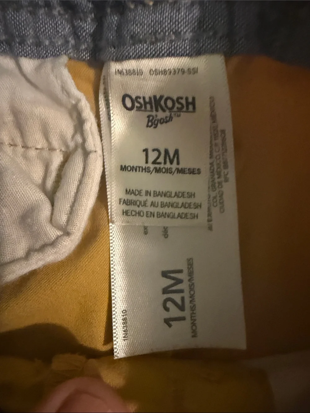 OshKosh B'gosh Mustard Yellow Cotton Toddler Shorts